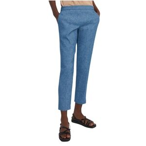 THEORY Treeca Pull On Blue Slim Cropped Linen Ankle Trouser Pants Size 4